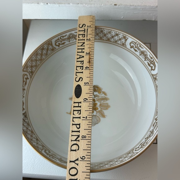 Gold Imari Hand-Painted Porcelain Bowl Birds & Floral Design Vintage Blue & Gold - Picture 10 of 12